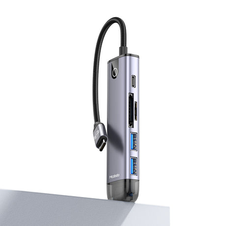 Hub/Dock Mcdodo Hub (HU-7740), 6in1, 2x USB3.0, Type-C PD100W, HDMI 4K, SD/TF Card Slot, 5Gbps, 2TB, Type-C Cable, Gri