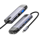 Hub/Dock Mcdodo Hub (HU-7420), 10in1, 2x USB2.0, 2x USB3.0, USB-C PD100W, VGA, HDMI 4K, LAN, SD/TF Slot, 5Gbps, Type-C Cable, Gri