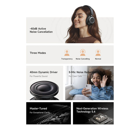 Casti Mcdodo Wireless T03 Series (HP-5821), On-Ear, Bluetooth V5.4, 500mAh, ANC Technology, Bej