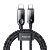 Cablu Mcdodo (CA-4780), Type-C to Type-C, PD60W, with Built-in LED Display, ABS + Nylon, 1.2m, Negru