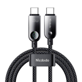 Cablu Mcdodo (CA-4780), Type-C to Type-C, PD60W, with Built-in LED Display, ABS + Nylon, 1.2m, Negru