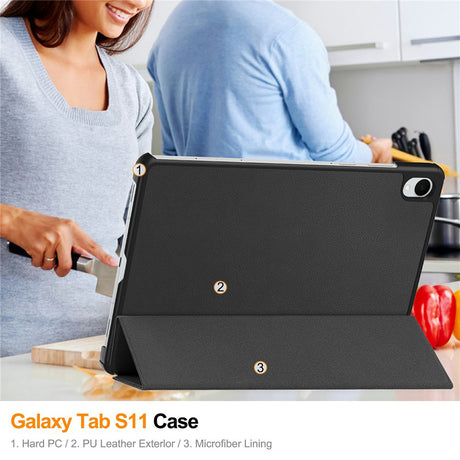 Husa de protectie tableta Techsuit FoldPro compatibil cu Samsung Galaxy Tab S11, Roz Auriu