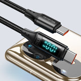 Cablu Mcdodo (CA-1100), Type-C to Type-C, with Digital Display, Nylon Braided, Aluminum Alloy, 100W, 1.2m, Negru