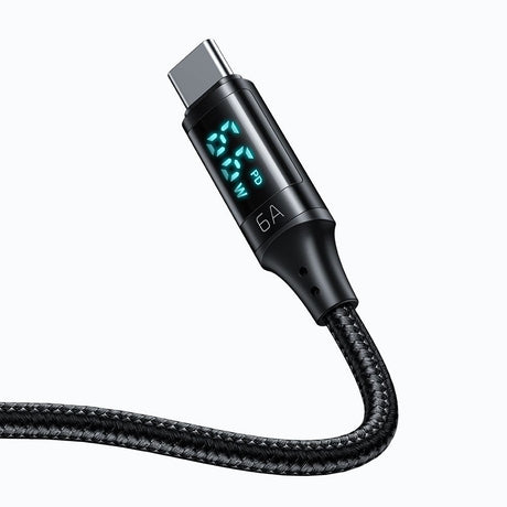Cablu Mcdodo (CA-1080), USB 2.0 to Type-C, with Digital Display, Nylon Braided, Aluminum Alloy, 6A, 1.2m, Negru