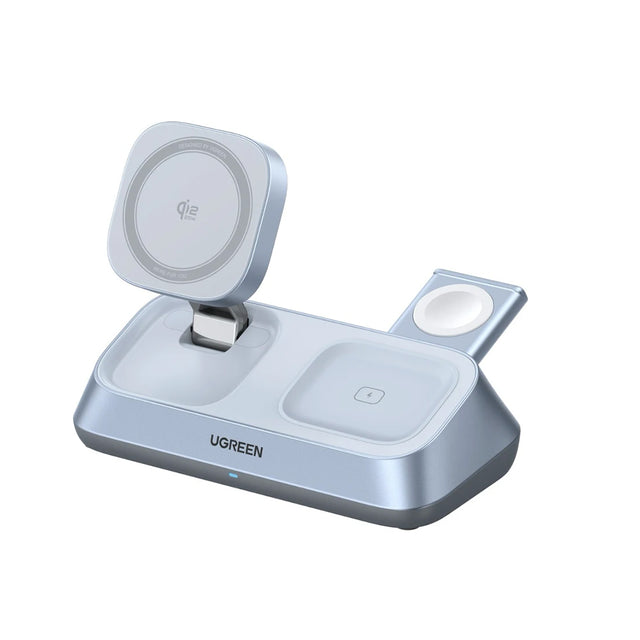 Incarcator Ugreen Wireless Charging Station W711, MagSafe, Fast Charging, Qi2, for iPhone, AirPods, Apple Watch, 25W, Albastru