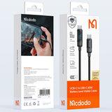 Cablu Mcdodo BAT Series (CA-5780), USB-C to USB-C, 60W, Digital Display, 1.2m, Negru