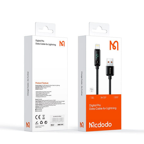 Cablu Mcdodo (CA-9940), USB-A to Lightning, 3A, Digital Display, 1.2m, Negru