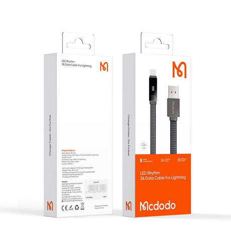 Cablu Mcdodo Rythm Series (CA-4970), USB-A to Lightning, 3A, LED Display, 1.2m, Negru