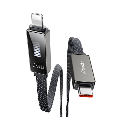 Cablu Mcdodo Rythm Series (CA-4960), Type-C to Lightning, 36W, LED Display, Fast Charging, 1.2m, Negru