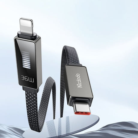 Cablu Mcdodo Rythm Series (CA-4960), Type-C to Lightning, 36W, LED Display, Fast Charging, 1.2m, Negru