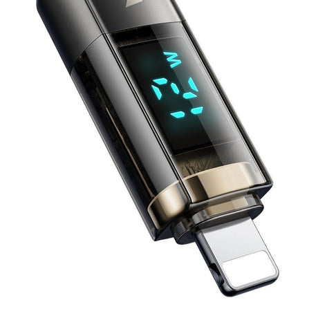 Cablu Mcdodo (CA-3620), USB-A to Lightning, 3A, Digital Display, Auto Power Off, Transparent Design, 1.2m, Negru