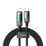 Cablu Mcdodo (CA-3600), Type-C to Lightning, 36W, Digital Display, Auto Power Off, Transparent Design, 1.2m, Negru