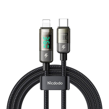 Cablu Mcdodo (CA-3600), Type-C to Lightning, 36W, Digital Display, Auto Power Off, Transparent Design, 1.2m, Negru