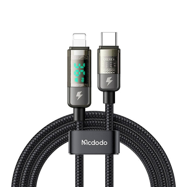 Cablu Mcdodo (CA-3600), Type-C to Lightning, 36W, Digital Display, Auto Power Off, Transparent Design, 1.2m, Negru