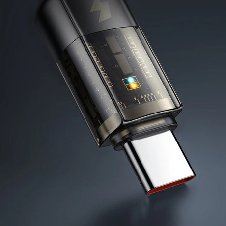 Cablu Mcdodo (CA-3150), USB to Type-C, 6A, Super Charge, Transparent Design, Auto Power Off, 1.2m, Negru
