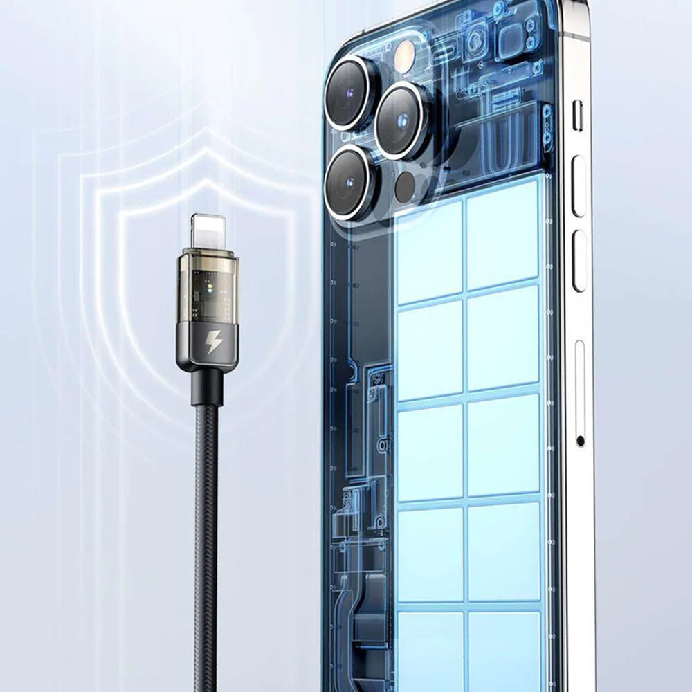 Cablu Mcdodo (CA-3160), Type-C to Lightning, 36W, Transparent Design, Auto Power Off, 1.2m, Negru