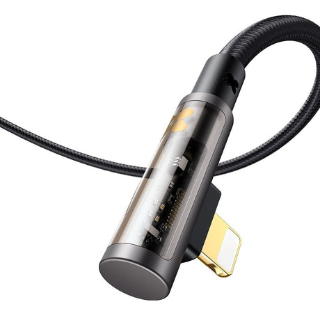 Cablu Mcdodo (CA-3510), USB-A to Lightning, 90 Degree Design, 3A, Transparent Design, 1.2m, Negru