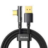 Cablu Mcdodo (CA-3380), USB-C to USB-A, 90 Degree Design, 6A, Transparent Design, 1.2m, Negru
