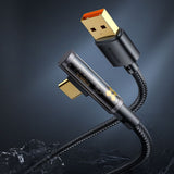 Cablu Mcdodo (CA-3380), USB-C to USB-A, 90 Degree Design, 6A, Transparent Design, 1.2m, Negru