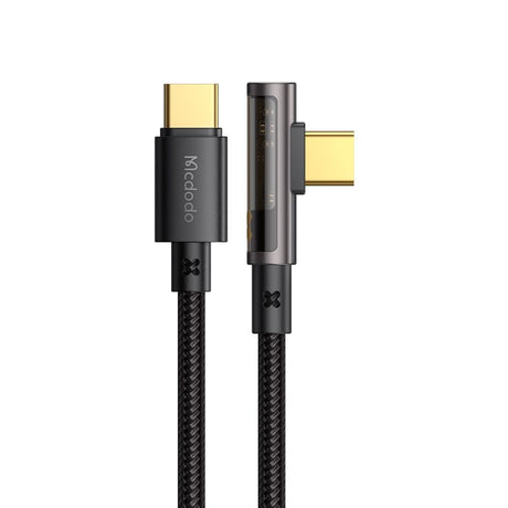 Cablu Mcdodo (CA-3400), USB-C to USB-C, 90 Degree Design, 100W, Transparent Design, 5A, 1.2m, Negru