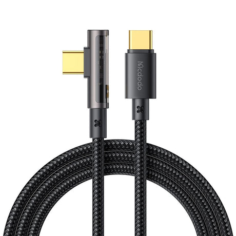 Cablu Mcdodo (CA-3400), USB-C to USB-C, 90 Degree Design, 100W, Transparent Design, 5A, 1.2m, Negru