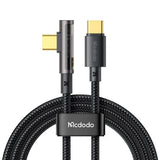 Cablu Mcdodo (CA-3400), USB-C to USB-C, 90 Degree Design, 100W, Transparent Design, 5A, 1.2m, Negru