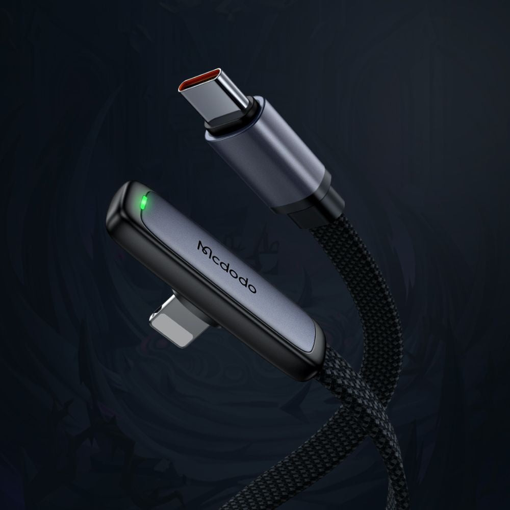Cablu Mcdodo (CA-3350), Type-C to Lightning, 90 Degree Design, 36W, LED Indicator, 1.2m, Negru