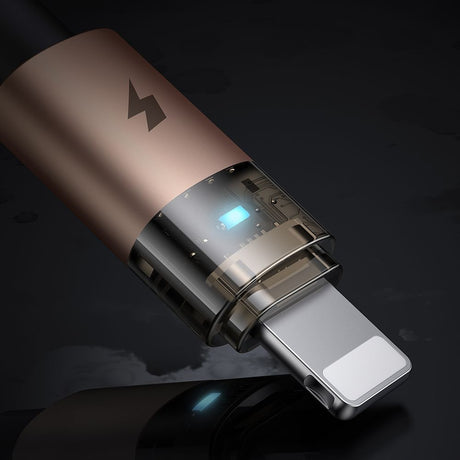 Cablu Mcdodo (CA-6911), with Charging Light, USB-A to Lightning, Transparent Cable, 3A, 1.2m, Auriu Desert