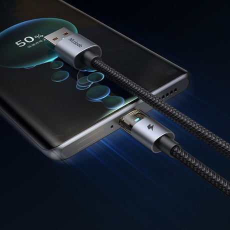 Cablu Mcdodo (CA-6890), with Charging Light, USB-C to USB-A, Transparent Cable, 6A, 1.2m, Negru