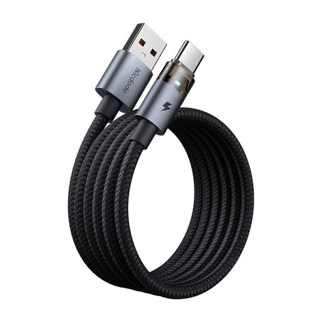 Cablu Mcdodo (CA-6890), with Charging Light, USB-C to USB-A, Transparent Cable, 6A, 1.2m, Negru