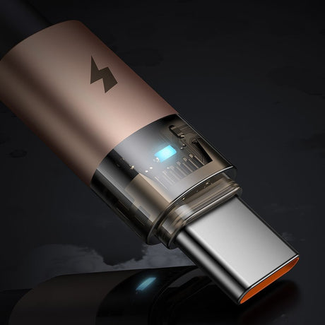 Cablu Mcdodo (CA-6891), with Charging Light, USB-C to USB-A, Transparent Cable, 6A, 1.2m, Auriu Desert