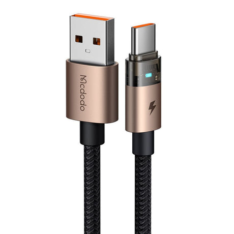 Cablu Mcdodo (CA-6891), with Charging Light, USB-C to USB-A, Transparent Cable, 6A, 1.2m, Auriu Desert