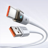 Cablu Mcdodo (CA-6892), with Charging Light, USB-C to USB-A, Transparent Cable, 6A, 1.2m, Alb