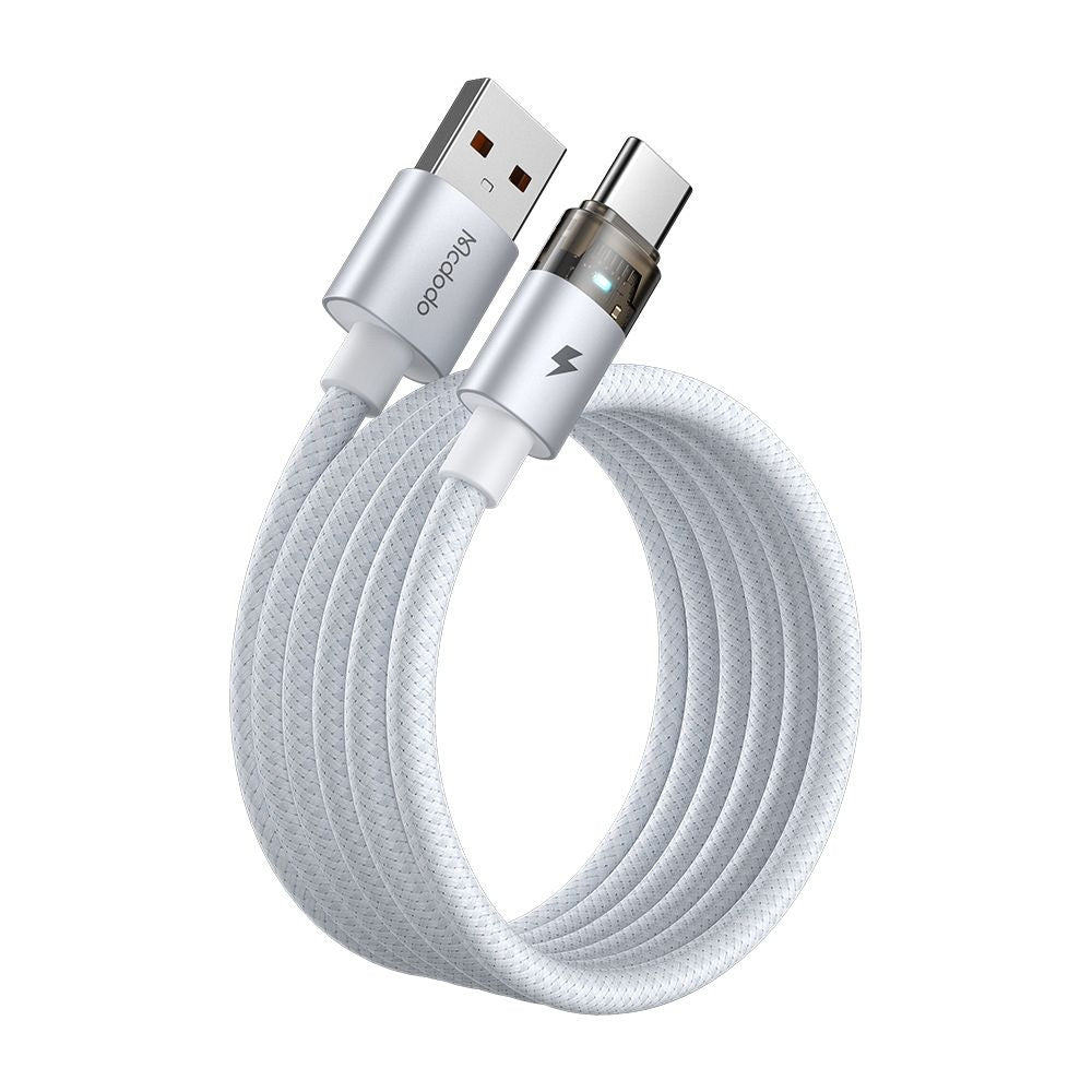 Cablu Mcdodo (CA-6892), with Charging Light, USB-C to USB-A, Transparent Cable, 6A, 1.2m, Alb