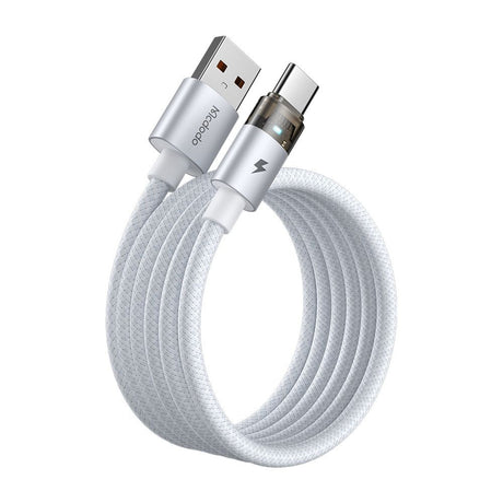 Cablu Mcdodo (CA-6892), with Charging Light, USB-C to USB-A, Transparent Cable, 6A, 1.2m, Alb