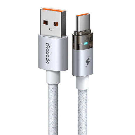 Cablu Mcdodo (CA-6892), with Charging Light, USB-C to USB-A, Transparent Cable, 6A, 1.2m, Alb