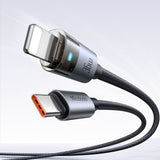 Cablu Mcdodo (CA-6940), with Charging Light, USB-C to Lightning, Transparent Cable, 36W, 1.2m, Negru