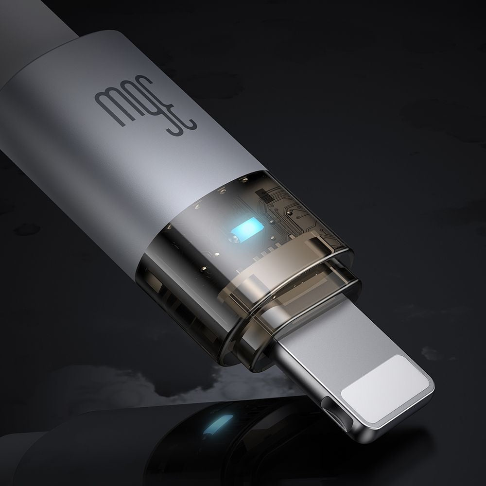 Cablu Mcdodo (CA-6942), with Charging Light, USB-C to Lightning, Transparent Cable, 36W, 1.2m, Alb