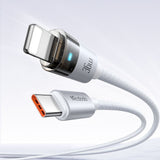 Cablu Mcdodo (CA-6942), with Charging Light, USB-C to Lightning, Transparent Cable, 36W, 1.2m, Alb