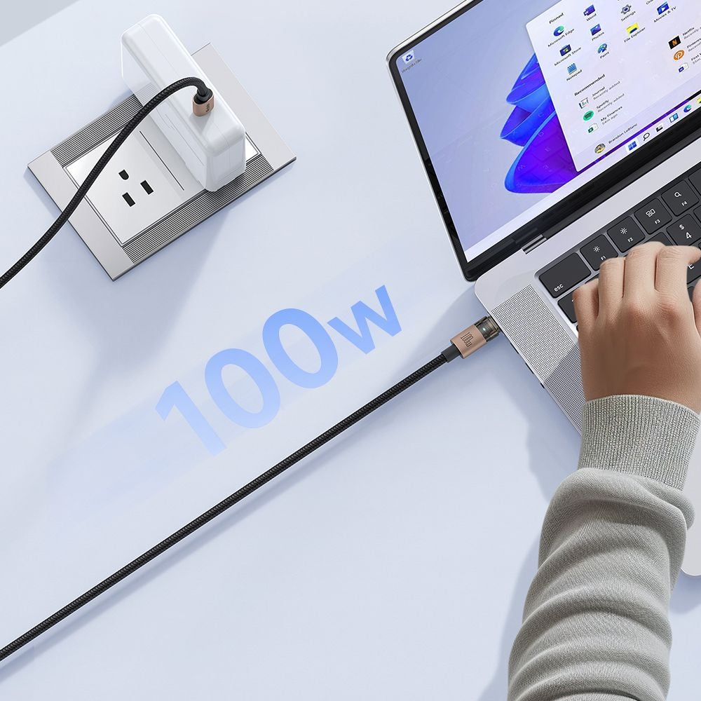 Cablu Mcdodo (CA-5581), with Charging Light, USB-C to USB-C, Transparent Cable, 100W, 1.2m, Auriu Desert