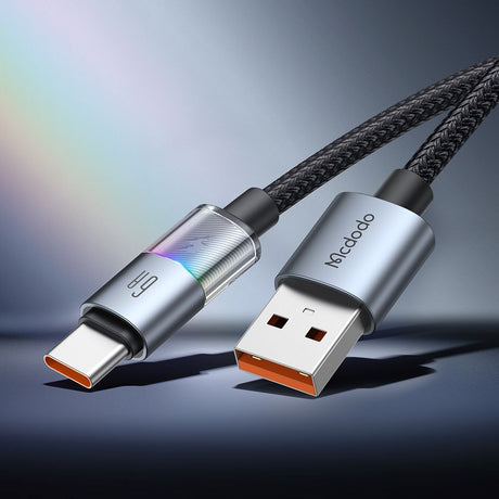 Cablu Mcdodo (CA-8180), with 7 Colorful Lights, USB-A to USB-C, 6A, 1.2m, Negru