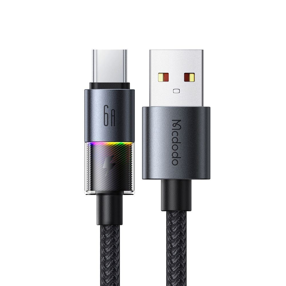Cablu Mcdodo (CA-8180), with 7 Colorful Lights, USB-A to USB-C, 6A, 1.2m, Negru