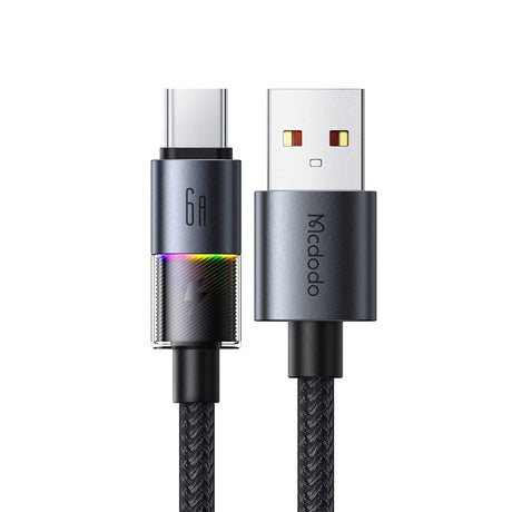 Cablu Mcdodo (CA-8180), with 7 Colorful Lights, USB-A to USB-C, 6A, 1.2m, Negru