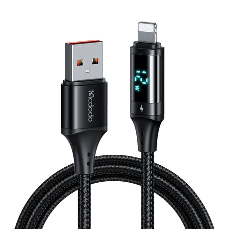 Cablu Mcdodo (CA-1060), USB 2.0 to Lightning, with Digital Display, Nylon Braided, Aluminum Alloy, 3A, 1.2m, Negru
