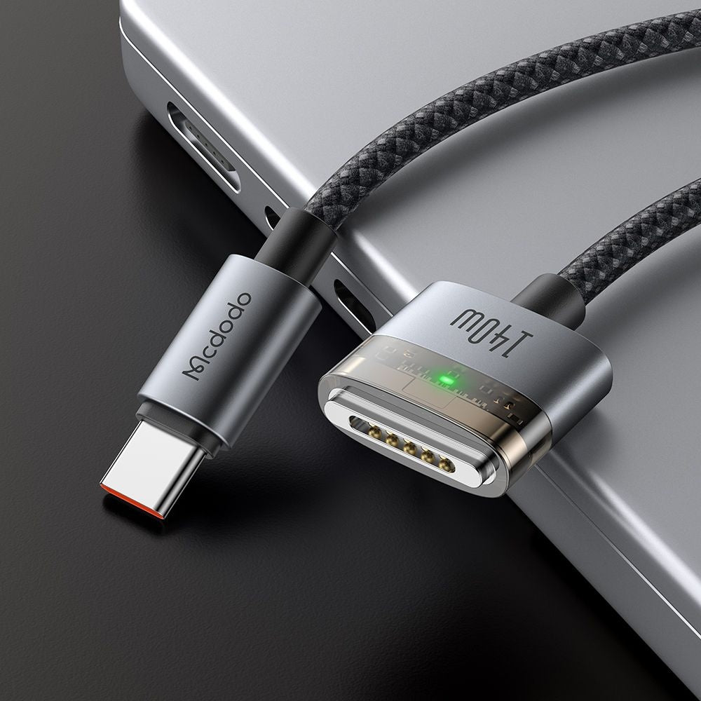 Cablu Mcdodo Magnetic (CA-2070), USB-C to MagSafe 3, 140W, LED Indicator, 2m, Negru