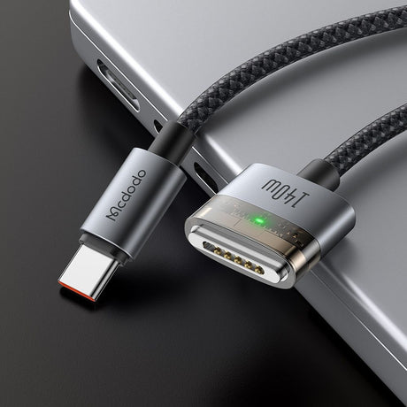 Cablu Mcdodo Magnetic (CA-2070), USB-C to MagSafe 3, 140W, LED Indicator, 2m, Negru