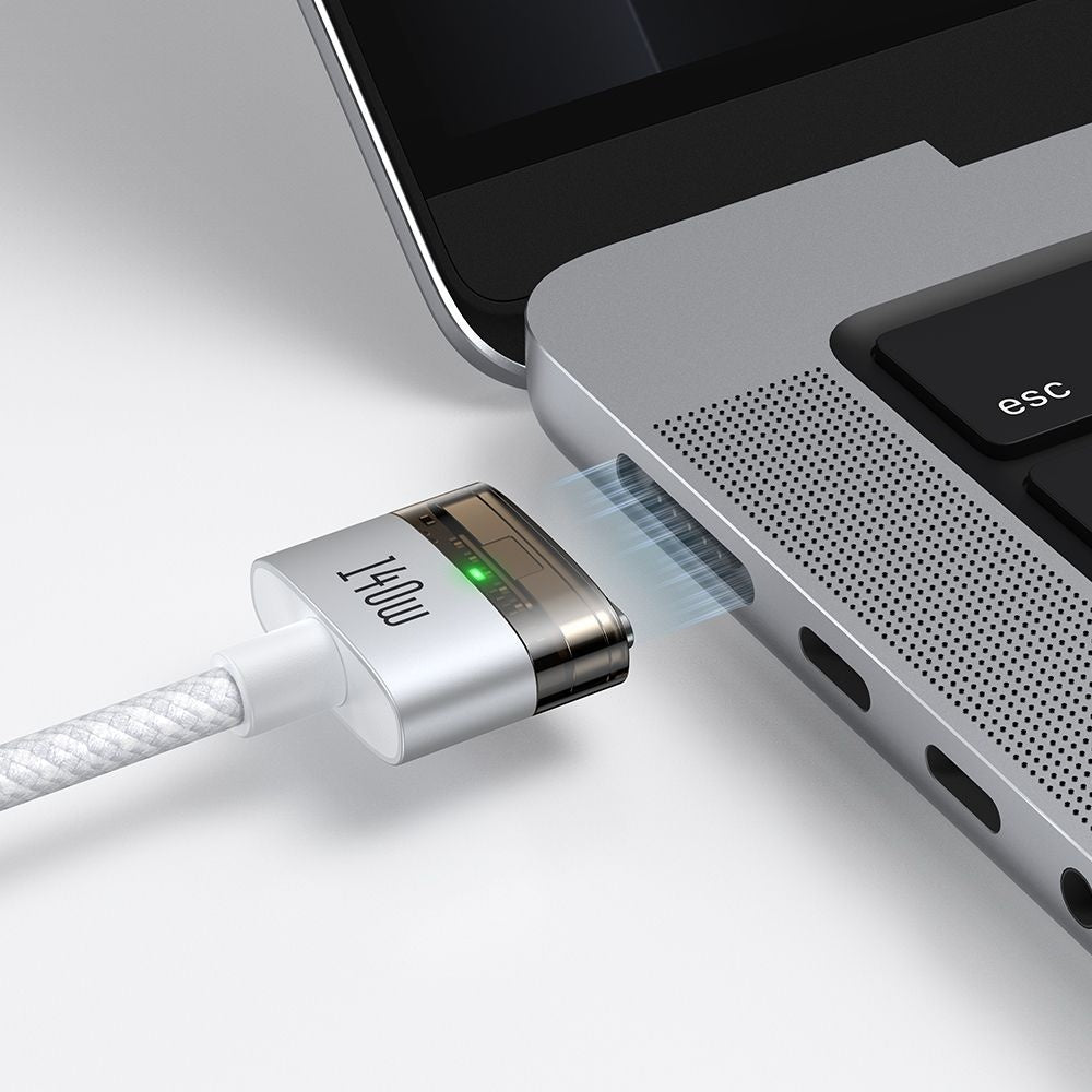 Cablu Mcdodo Magnetic (CA-2071), USB-C to MagSafe 3, 140W, LED Indicator, 2m, Alb