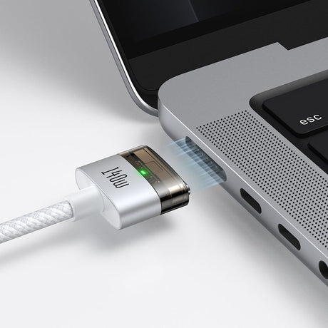 Cablu Mcdodo Magnetic (CA-2071), USB-C to MagSafe 3, 140W, LED Indicator, 2m, Alb