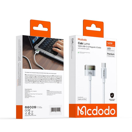 Cablu Mcdodo Magnetic (CA-2071), USB-C to MagSafe 3, 140W, LED Indicator, 2m, Alb