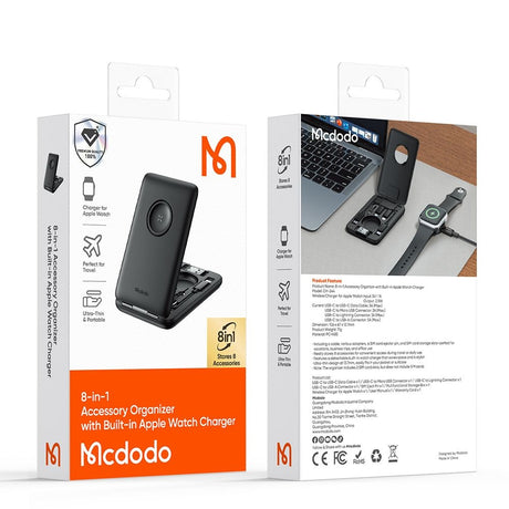 Incarcator Mcdodo 8in1 Accessory Organizer (CH-2440), with Built-in Apple Watch Charger, Fast Charging, Portable Design, Negru